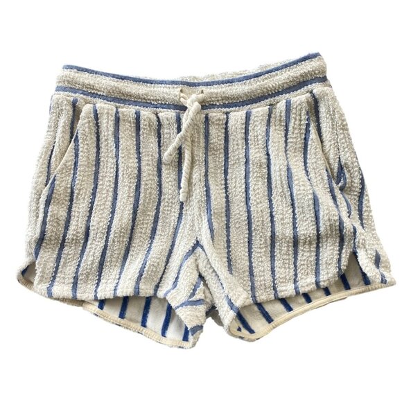 Faherty Pacífica Terry Shorts Stripes Cream Blue Pockets Drawstring Coastal - Picture 5 of 11